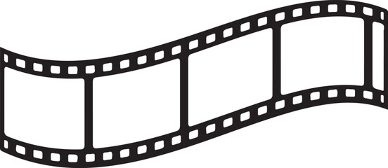 film strip icon used for videography elements, cinema reel. Filmstrip with frames, photo and videos for camera. Old white and black film tapes of 35mm. Realistic film strip on white background.