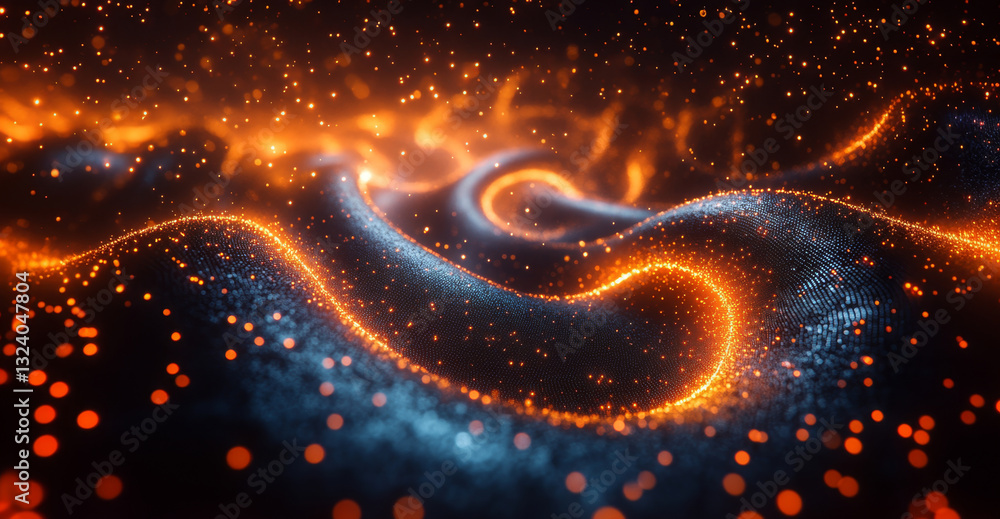 Poster A dynamic representation shows the interplay of qubits and neural networks glowing in vibrant colors.