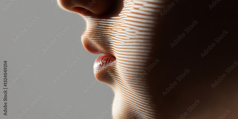 Aufkleber profile of face with projected horizontal lines