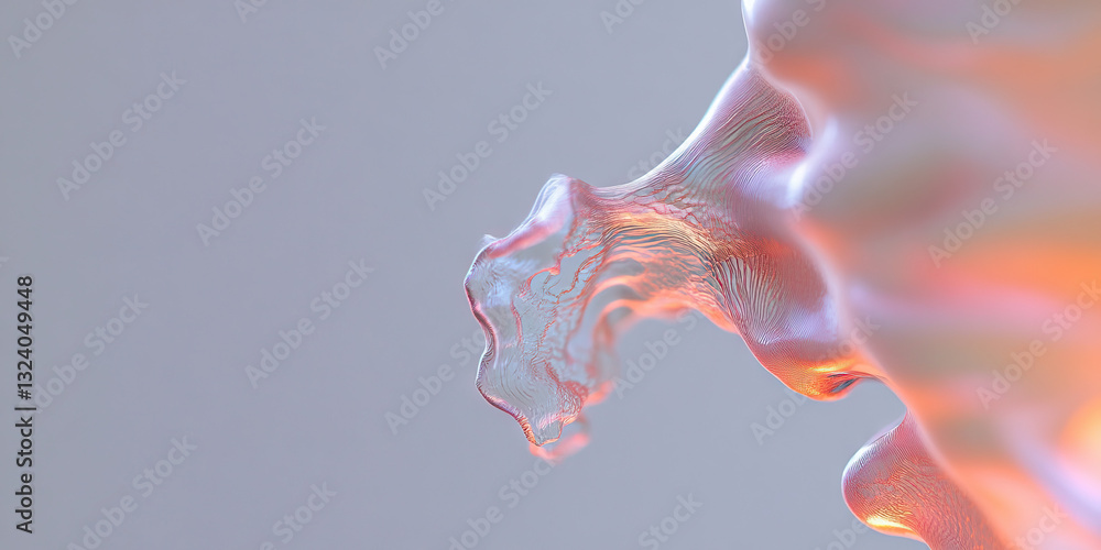 Poster abstract three-dimensional form with textured surface and gradient coloring