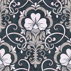 Damask seamless watercolor pattern element. Vector classical luxury old fashioned damask ornament, vintage seamless texture for wallpapers, textile.