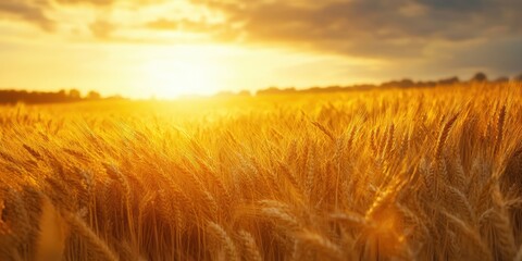 Golden Hour Wheat Field: A Sunset Symphony in Gold