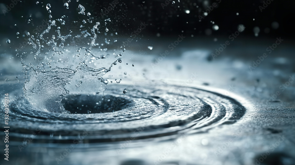 Aufkleber detailed image of drop of water creating ripples and splashes on surface, showcasing beauty of natur