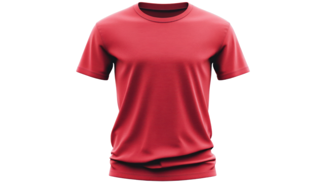 A vibrant red t-shirt displayed on a plain white background, ideal for clothing branding and promotional materials.