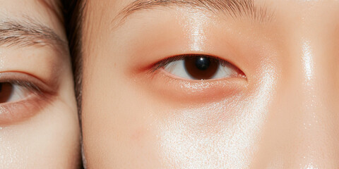 Close-up of Two Faces Showing Eye and Skin Detail