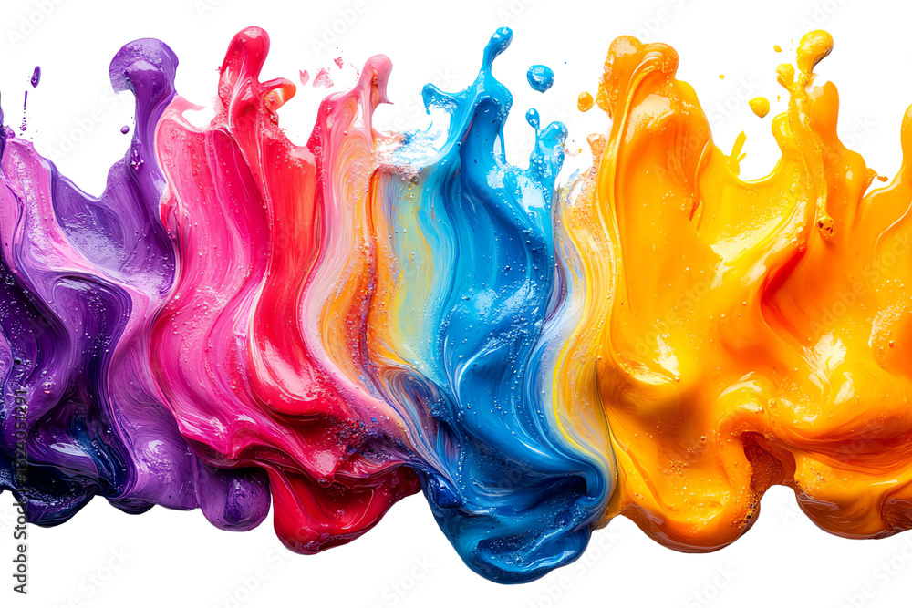 Poster a vibrant splash of colorful paint in a fluid motion creates an artistic, dynamic visual effect on a