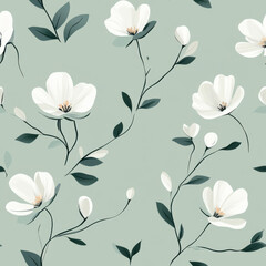 A pattern design minimal style flower , simple and clean lines, with soft green background