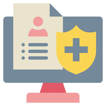 prople protection health care monitor online flat style icon