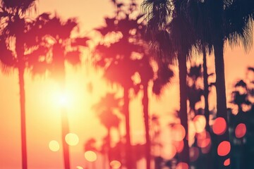 Sunset Silhouette Palm Trees: Tropical Paradise at Golden Hour