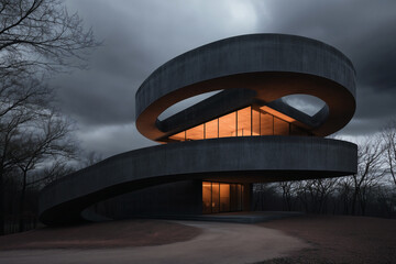 Fototapeta premium Modern house with spiral concrete design