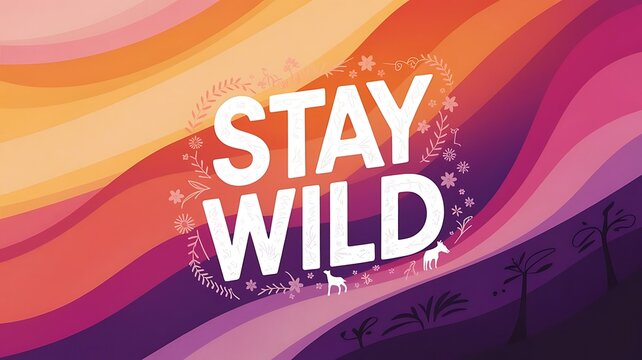 Stay Wild Typography and Colorful Background Motivational Quote T-shirt Design Illustration