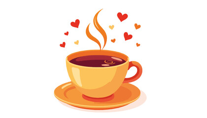 Obraz premium Coffee cup with hearts and steam