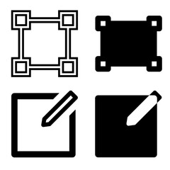 Black And White Selection and Editing Tools Icon Vector EPS 4 Set