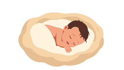Obraz premium Sleeping baby in soft nest