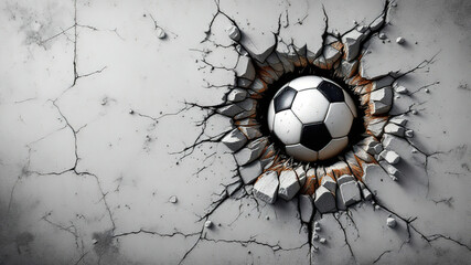 grunge soccer ball on grunge cracked wall