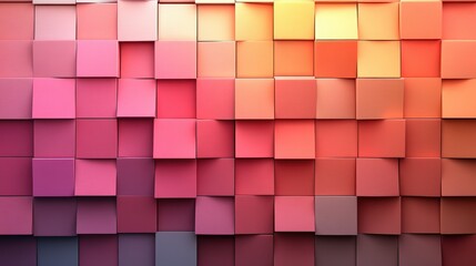 Abstract Pink and Orange Cube Mosaic: A Digital Art Piece