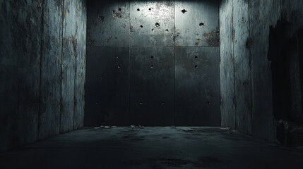 Obraz premium Dark concrete room or wall and floor. with incoming light reflection on left wall. empty grunge industrial interior. 3d rendering . 3d illustration.