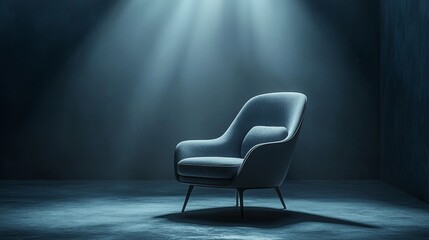 Elegant armchair showcase modern studio furniture photography minimalist space dramatic lighting design concept