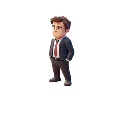 Obraz premium A Cartoon Businessman in a Suit: A Confident Executive Ready for Corporate Success, Exuding Leadership and Professionalism in the Modern Office Environment