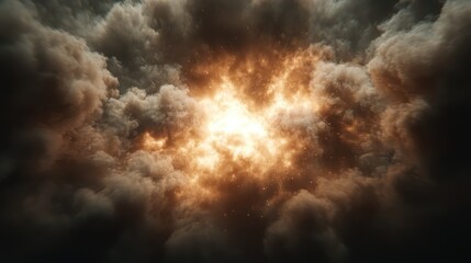 Fototapeta na wymiar A captivating image of an explosive cloud bursting with fiery energy, creating a powerful visual of chaos and intensity, reminiscent of nature's most fierce moments.