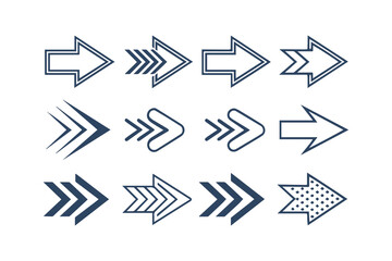 Arrow Icons Set, A Complete Collection of Arrows. Arrow Clipart Illustration Isolated on a White Background