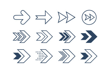 Arrow Icons Set, A Complete Collection of Arrows. Arrow Clipart Illustration Isolated on a White Background