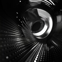 Abstract Black and White Swirling Tunnel of Light Digital Art