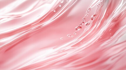 In this captivating image, pink water flows elegantly with glossy highlights and bubbles, merging the elements of art and nature into a mesmerizing visual experience.