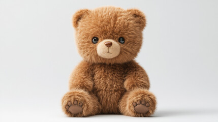 Obraz premium A cute little bear, Sitting teddy bear isolated on white. teddy bear children's toy gift 3d rendering. 3d illustration.