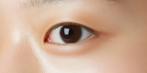 Obraz premium Close-up Photograph of a Brown Eye and Adjacent Facial Skin