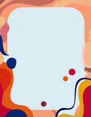 Fototapeta premium Colorful abstract poster with organic shapes framing a light blue area