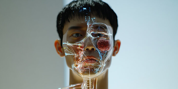 Mannequin Head with Augmented Anatomy Overlay