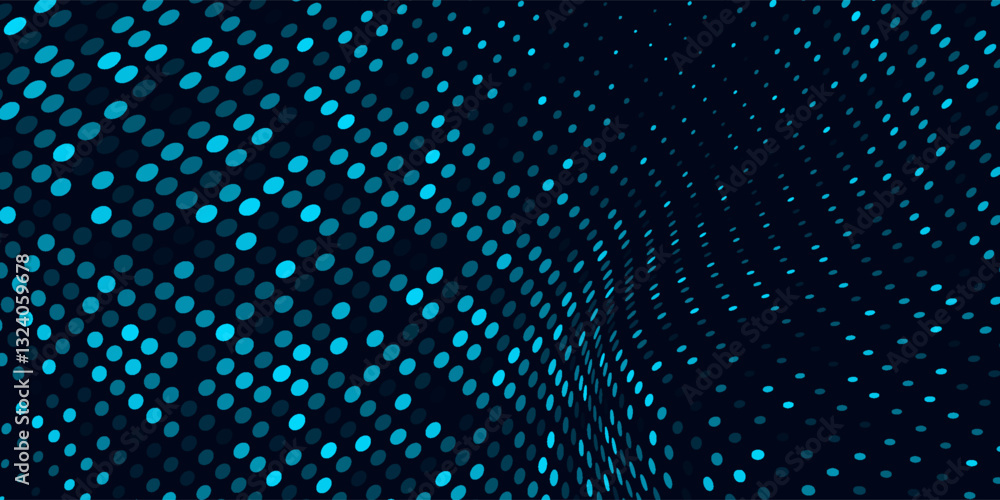 Poster dot white blue wave light screen gradient texture background. abstract technology big data digital b
