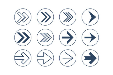 Arrow Icons Set, A Complete Collection of Arrows. A Large Set of Simple Vector Arrows. Arrow Clipart Illustration Isolated on a White Background