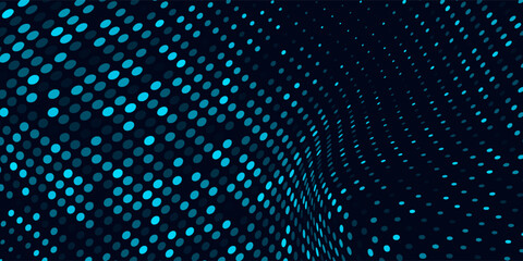 Obraz premium Dot white blue wave light screen gradient texture background. Abstract technology big data digital background. 3d rendering.