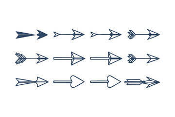 Arrow Icons Set, A Complete Collection of Arrows. A Large Set of Simple Vector Arrows. Arrow Clipart Illustration Isolated on a White Background