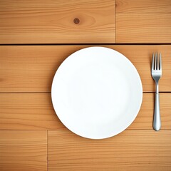 Ceramic Plate Mockup on Wooden Tabletop