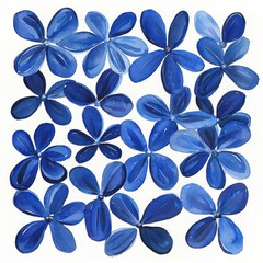 Obraz premium A Vibrant Arrangement of Hand-Painted Blue Flower Petals on a Light Background