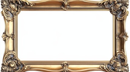 A luxurious gold photo frame, its ornate details catching the soft light, stood proudly against a crystal-clear, transparent background, inviting viewers to frame their own precious memories.