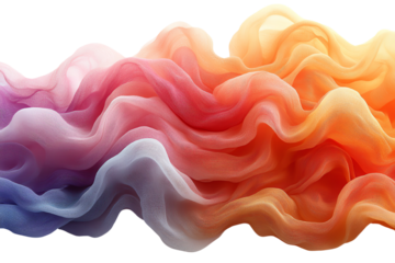 Colorful flowing fabric texture, vibrant waves of pink, orange, and purple, creating a sense of movement and elegance.