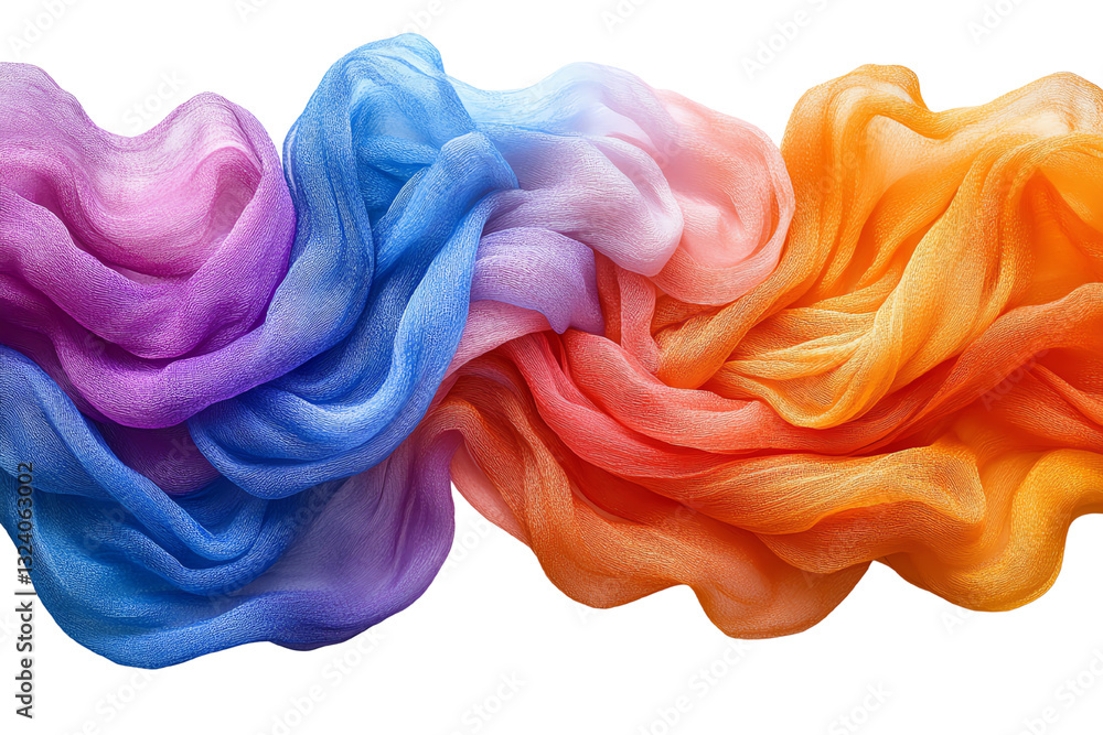 Aufkleber colorful layers of flowing silk fabric in vibrant gradients create an artistic, abstract composition