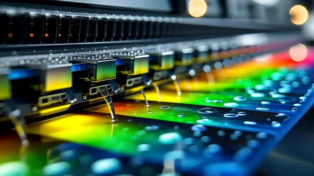 offset plotter printing heads depositing Precision across ink color spectrum chart glossy machine press fountain key color offset machine press fountain key color video 4k