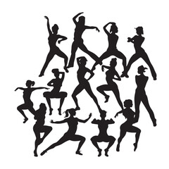 silhouettes of dancing girls Zumba dance vector