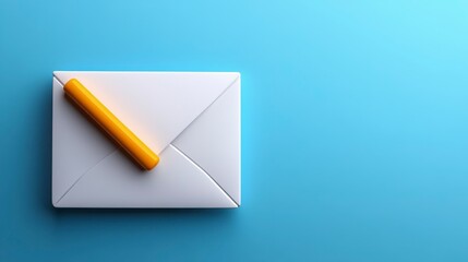 White Envelope with Orange Wax Seal on Blue Background