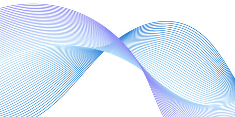 Fototapeta premium Abstract background with lines and waves. Medium banner size. Element for design isolated on white. Vector background for brochure, booklet, flyer, poster. Colorful gradient. Blue and purple