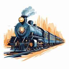 Obraz premium an AI Image Generator, Vintage Steam Locomotive Traversing Scenic Countryside