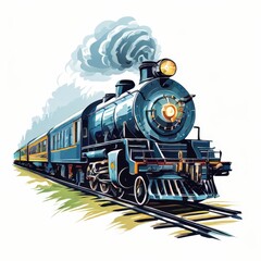 Fototapeta premium an AI Image Generator, Vintage Steam Locomotive Traversing Scenic Countryside