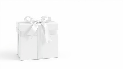 Elegant White Gift Box Mockup with Ribbon and Bow