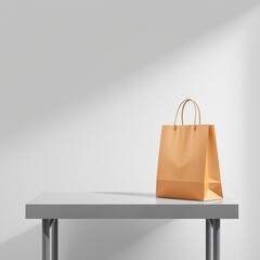 Empty Shopping Bag Mockup on Table for Branding Design