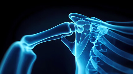 Blue X-Ray of Human Shoulder Joint